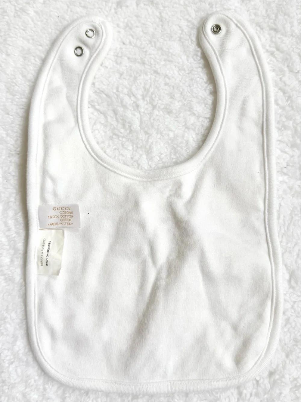 Gucci Bib GG White Pink Baby Girl Infant RARE Made In Italy